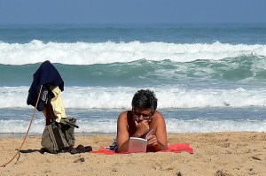 Reading on the beach